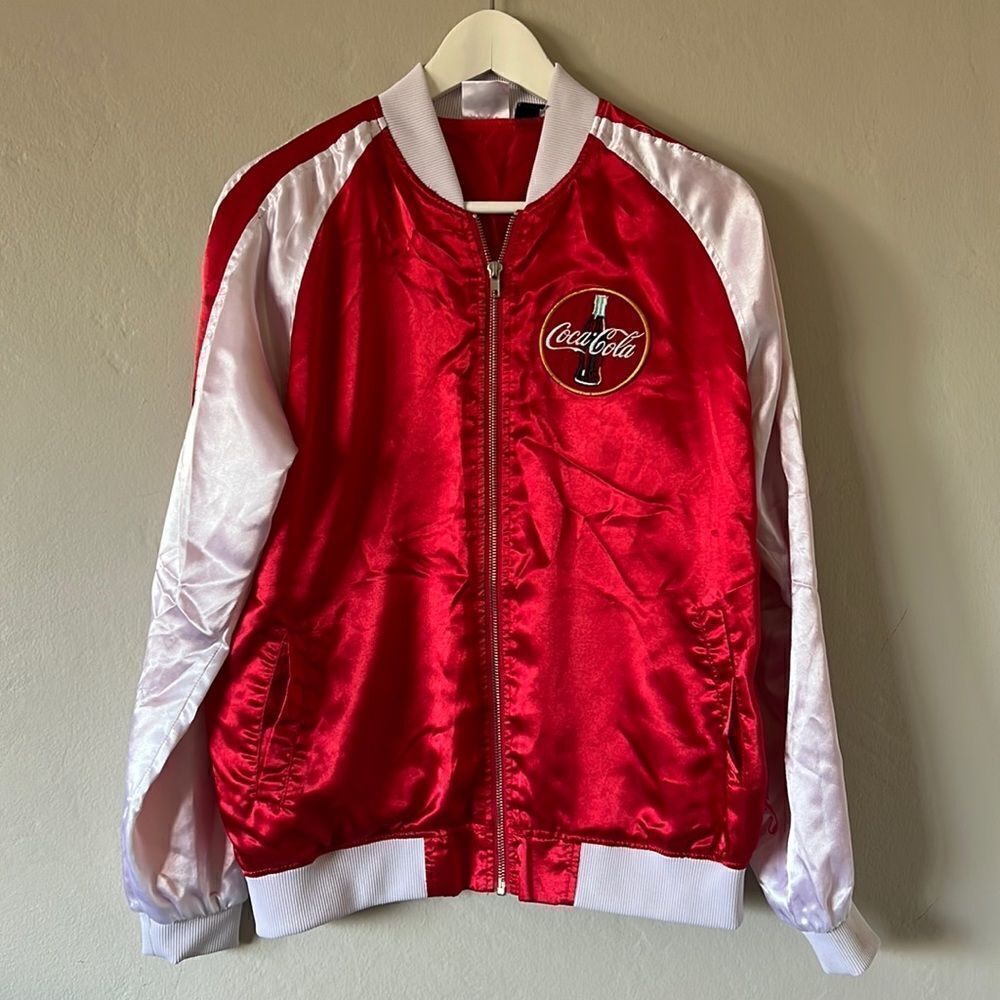 Coca-Cola Satin 2 Tone Zipper Jacket With Front &back Logo